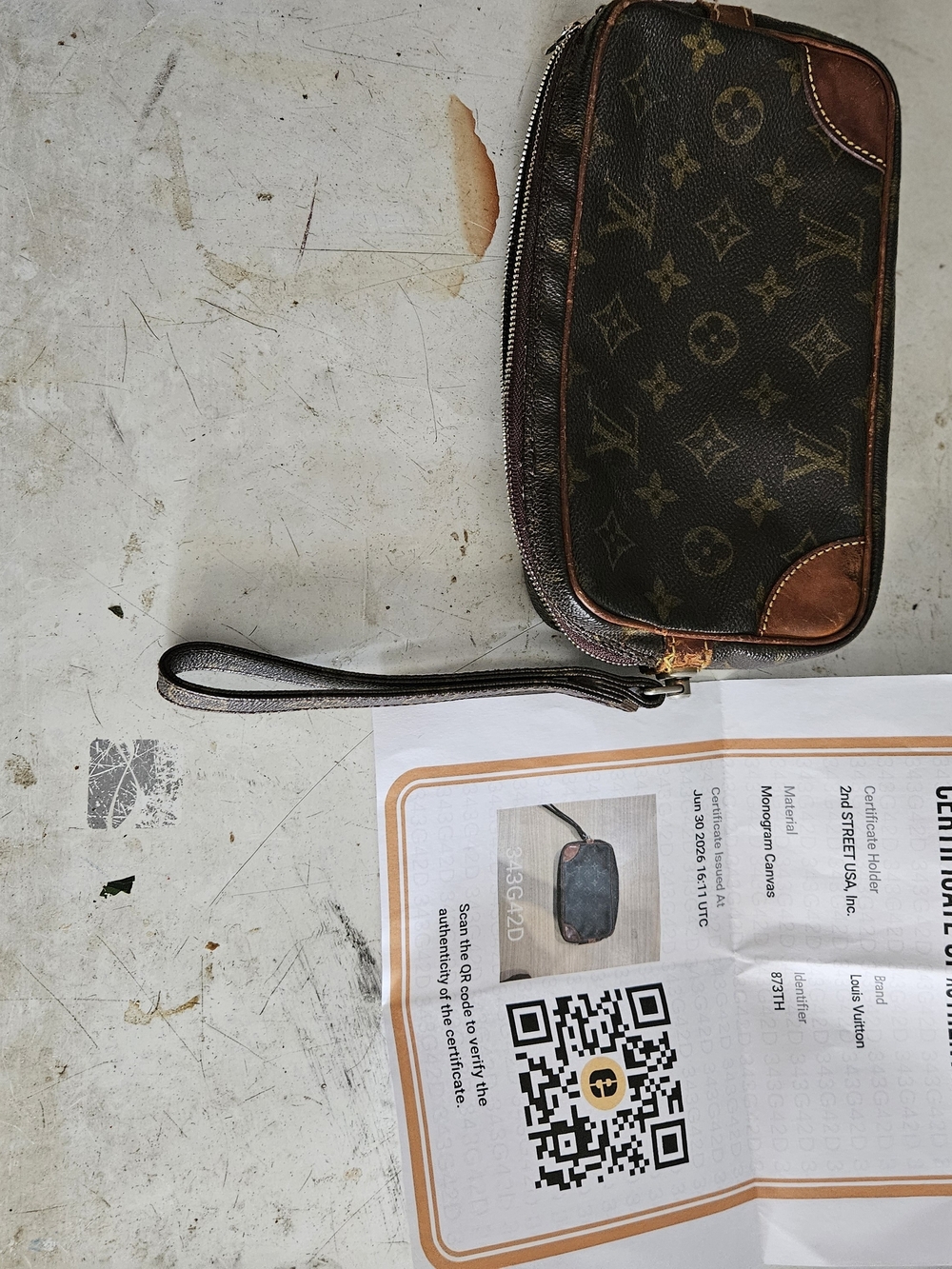 Louis Vuitton Monogram Canvas Toiletry Wristlet in Brown and Tan